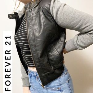 NWOT Faux Leather Combo Jacket